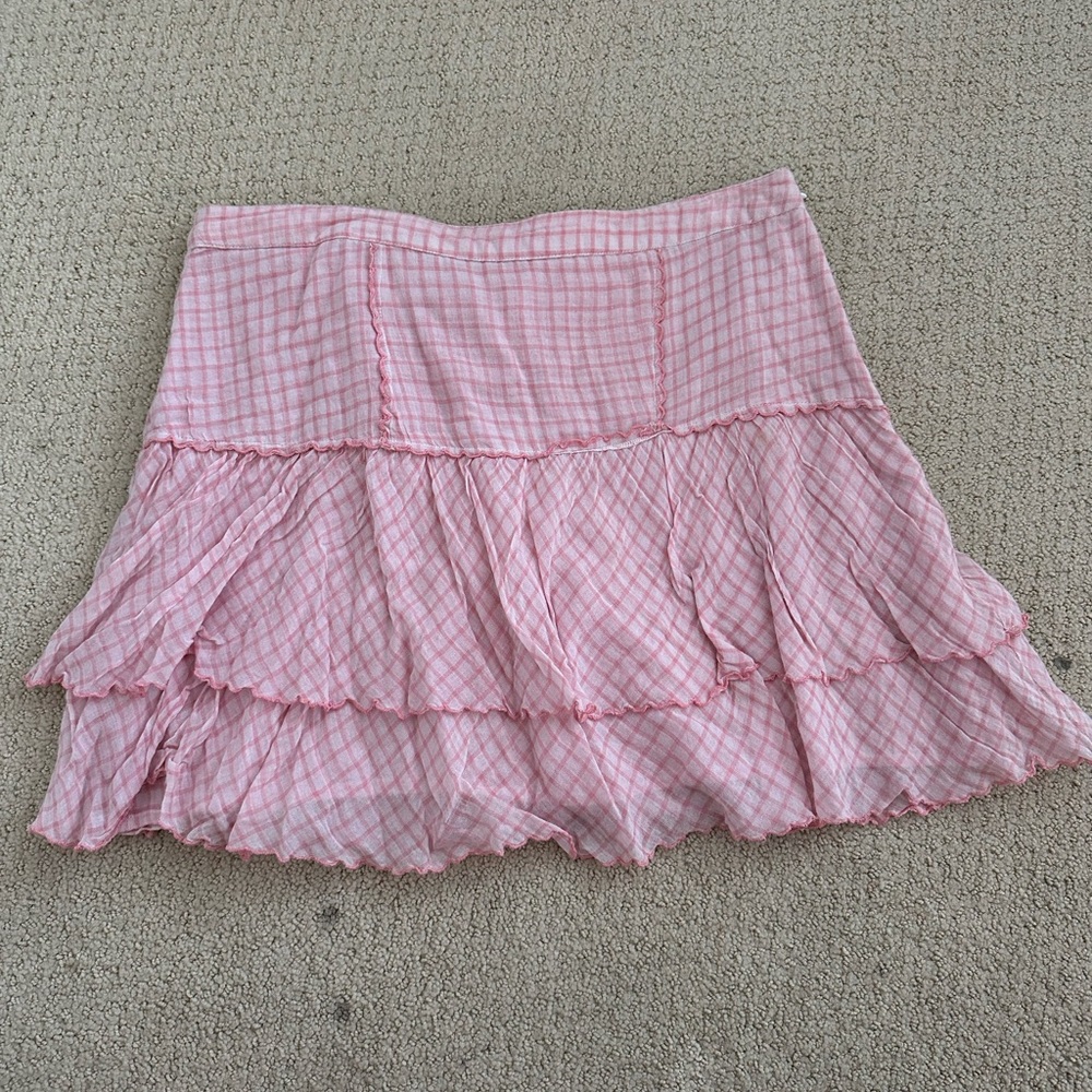 LoveShackFancy Amy Gingham ruffle skirt size M